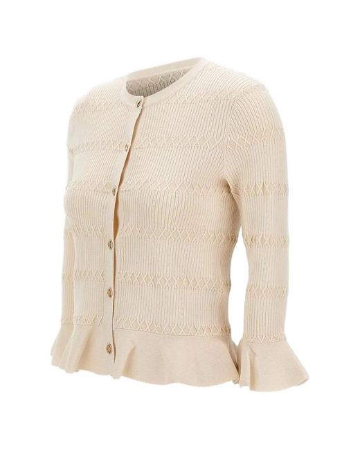 Liu Jo Natural Ruffled-Cuff Buttoned Cardigan