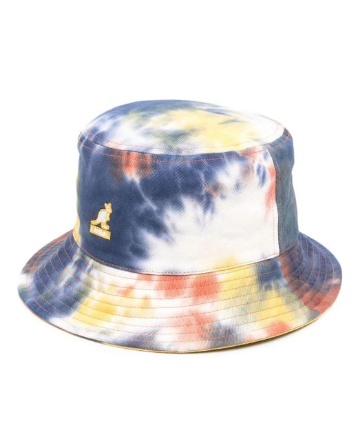 Kangol Blue Embroidered-Logo Tie-Dye Bucket Hat for men