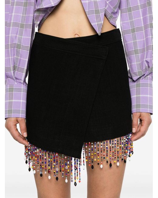 MSGM Black Bead-embellished Skirt
