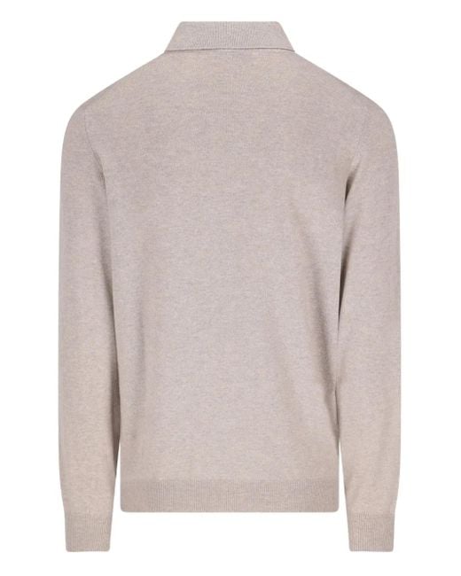 Brunello Cucinelli Gray Long-Sleeve Polo Shirt for men