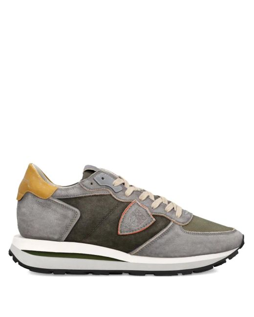 Philippe Model Tropez Haute Low Suède Sneakers Met Vlakken in het Gray voor heren