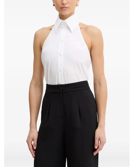 Karl Lagerfeld White Tie Back Sleeveless Shirt
