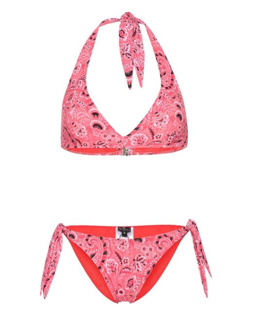Etro Pink Paisley-print Bikini Set