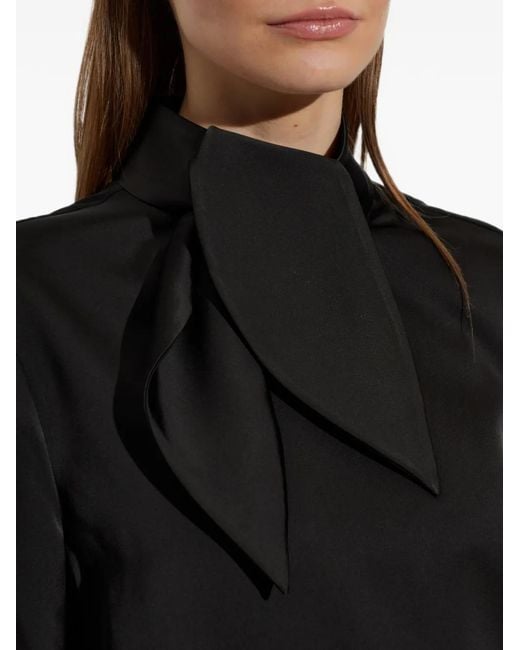 Emporio Armani Black Satin Pussy-Bow Top