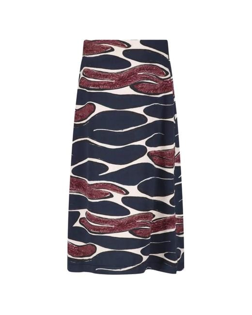Marni Blue Abstract-Print Midi Skirt