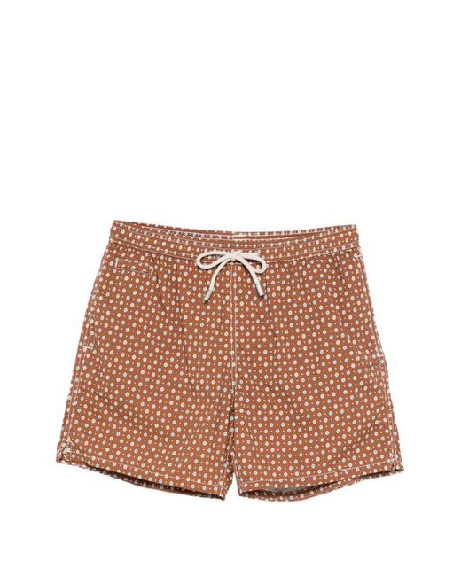 Mc2 Saint Barth Brown Lighting Floral-Print Swim Shorts for men