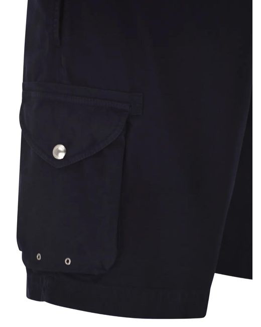 Brunello Cucinelli Blue Drawstring Cargo Shorts for men