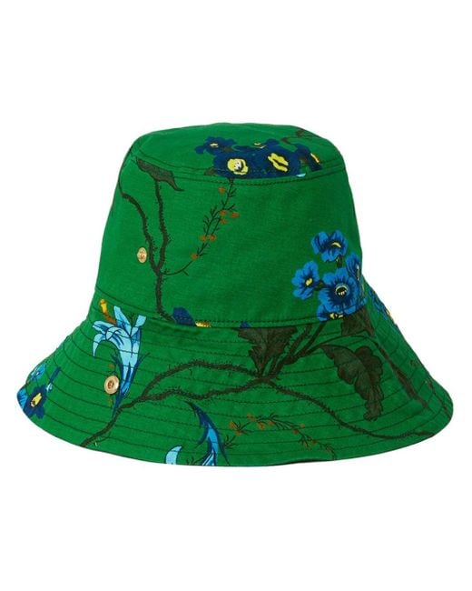 Erdem Green Floral-print Bucket Hat