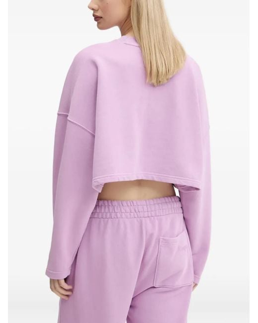 HUGO Purple Logo-Detail Cropped Sweatshirt