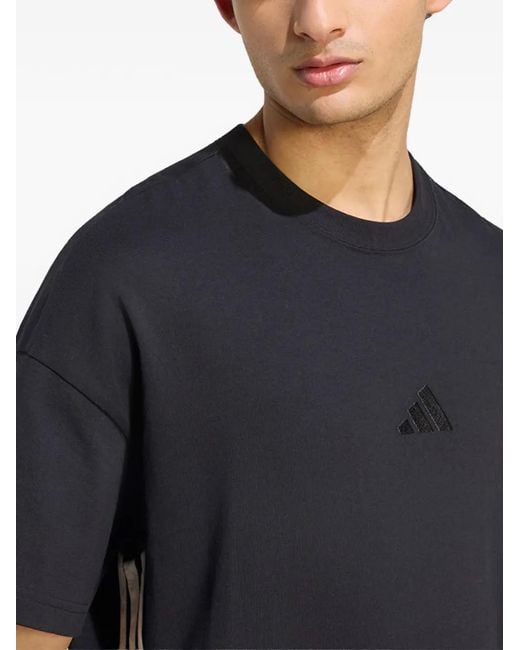 Adidas Black Kit 3-Stripes Loose T-Shirt for men