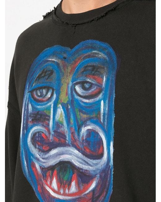 Haculla Blue Graphic-Print Cotton Sweatshirt for men