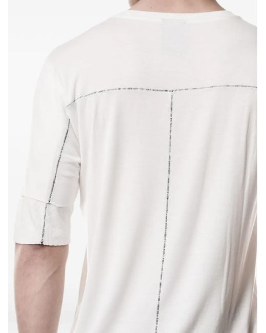 Thom Krom White Worked Stitching T-Shirt for men