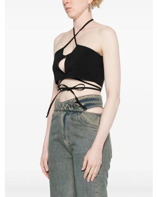 ROKH Black Crossover-Straps Cropped Top