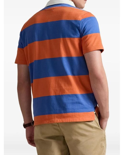Polo Ralph Lauren Orange Striped Short-Sleeve Polo Shirt for men