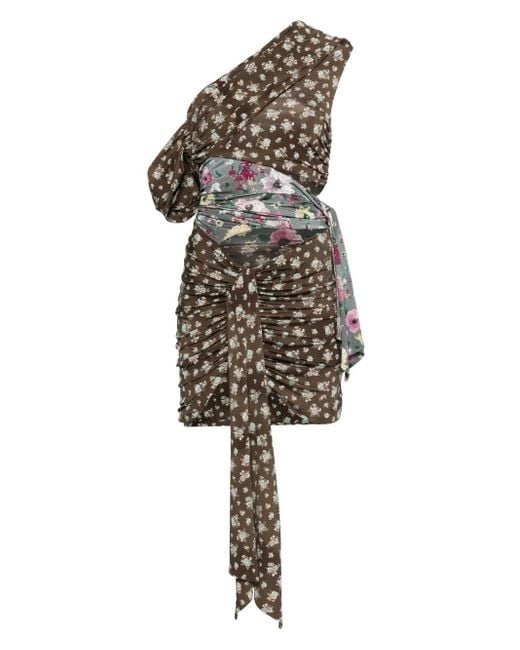 Robe Courte À Design Patchwork The Attico en coloris Brown