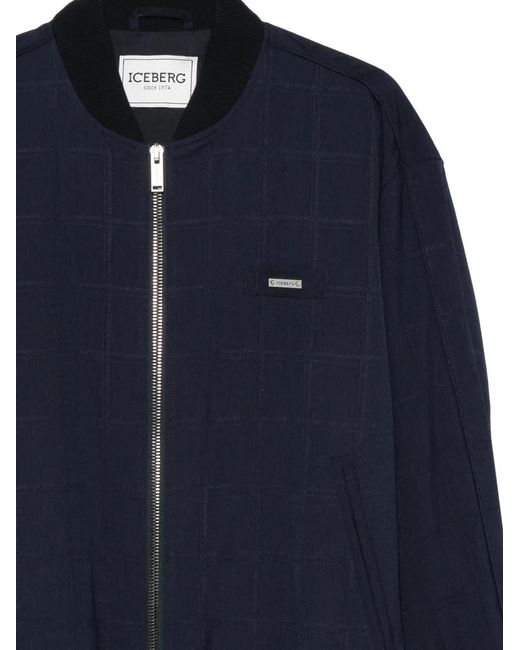 Iceberg Blue Zip Bomber Jacket for men