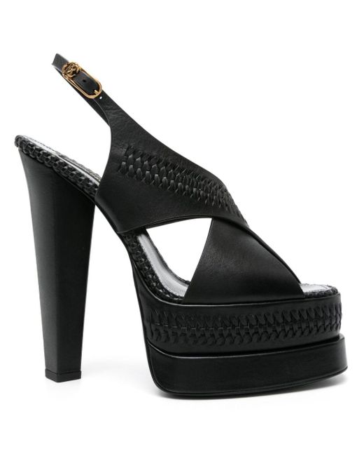 Roberto Cavalli Black Braid-Detailing Platform Sandals