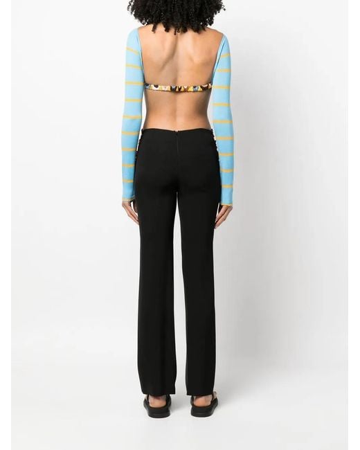 Emilio Pucci Blue Stripe-Jacquard Wool Cropped Top