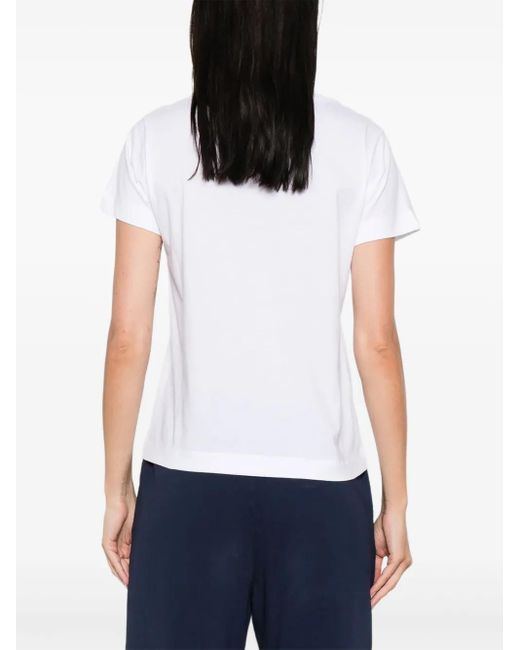 Pinko White Cotton Crew-Neck 'Basico' T-Shirt With Logo