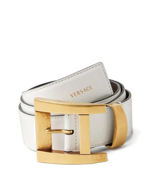 Cinturón De Piel De 4 Cm Versace de hombre de color Metallic