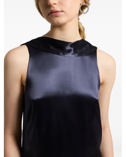 Peserico Blue Mock-Neck Satin-Effect Dress