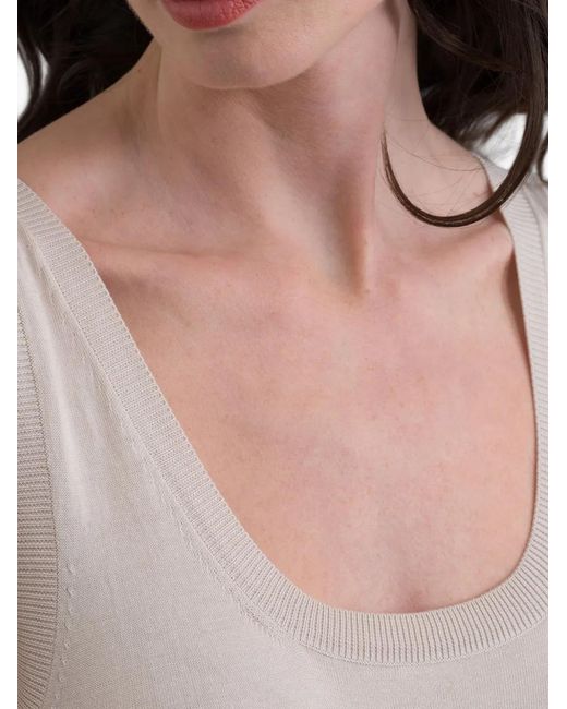 Moorer Brown Sabela-Si5 Ribbed-Trim Tank Top