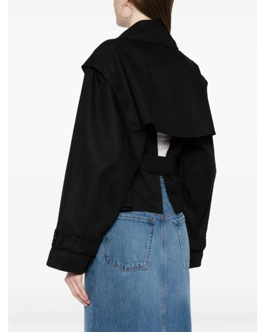 JNBY Black Open-Back Cropped Trench Coat