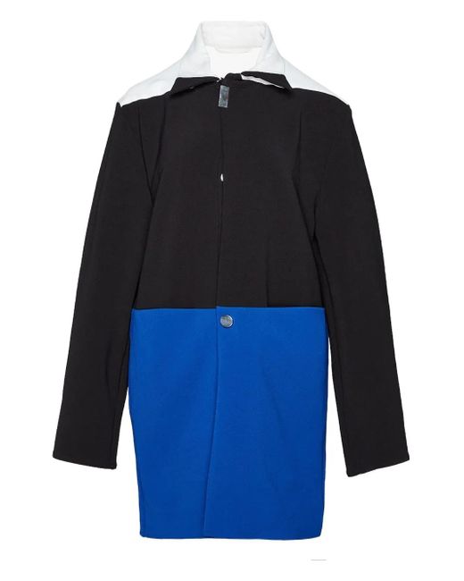 Raf Simons Blue Tri-Colour Panelled Single-Breasted Coat for men