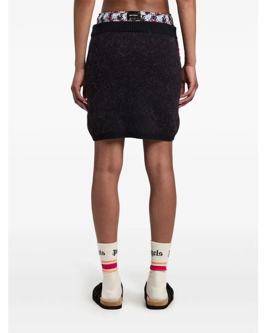 Palm Angels Red Knitted Argyle Miniskirt