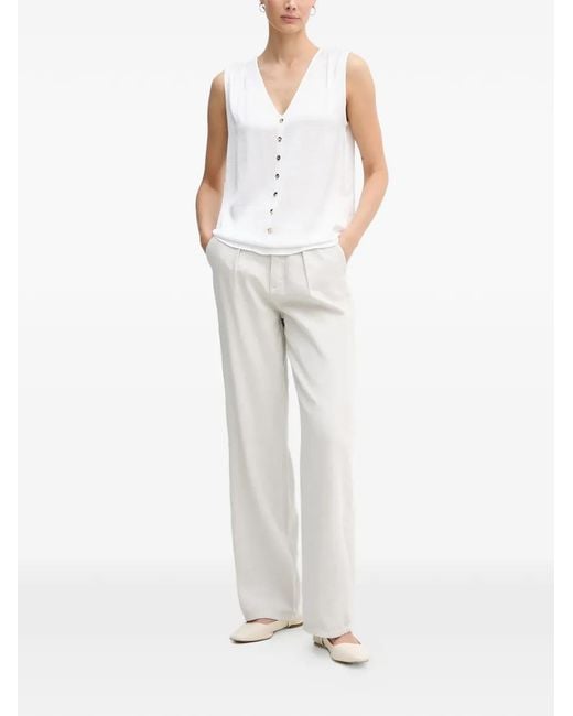 Joseph Ribkoff White Button V-Neck Top