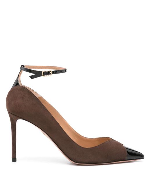 Aquazzura Brown Pinot 85 Suede Pumps