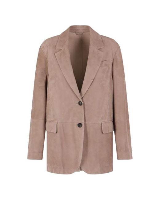 Brunello Cucinelli Brown Suede Single-Breasted Blazer