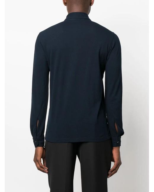Barba Napoli Blue Long-Sleeve Cotton Shirt for men