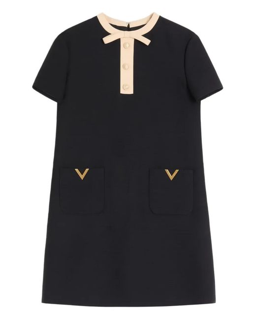 Valentino Garavani Black Short-Sleeves Mini Dress