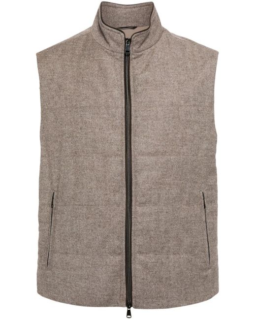 N.Peal Cashmere Brown Belgravia Quilted Wool Gilet for men