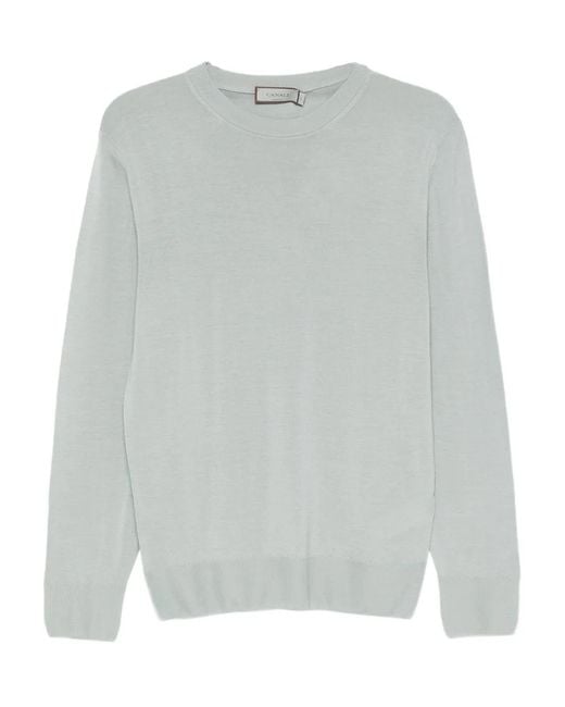 Canali Gray Round-Neck Wool Sweater for men