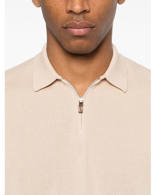 Eleventy Natural Half-Zip Short-Sleeve Polo Shirt for men