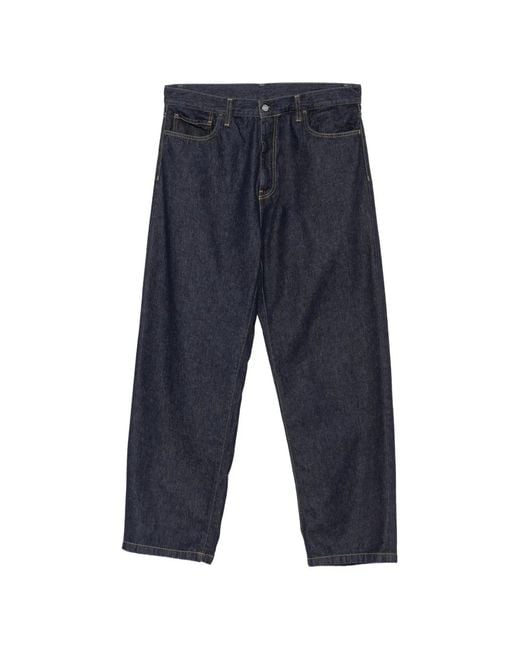 Carhartt Blue Landon Logo-Patch Straight-Leg Denim Jeans for men