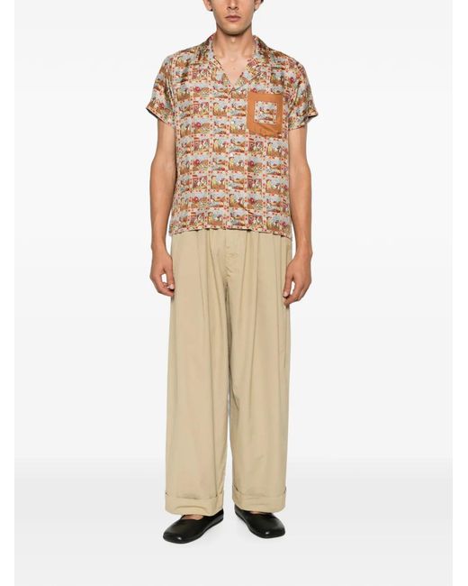 Bode Natural Cowboy Comic Silk Shirt for men