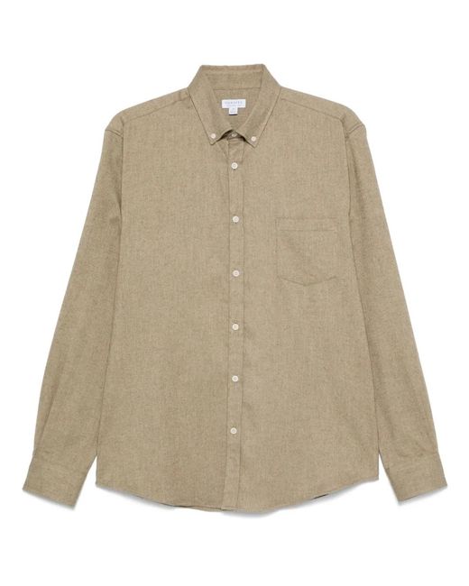 Sunspel Natural Flannel Button-Up Shirt for men