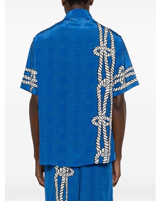 Amir Slama Blue X Mahaslama Graphic-print Silk Shirt for men
