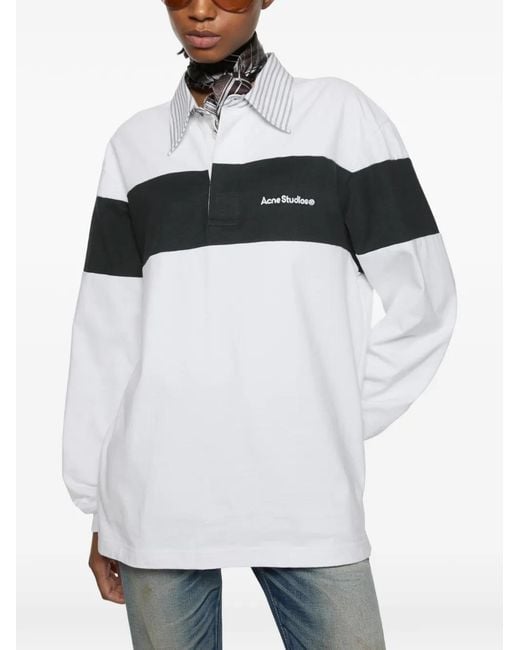 Acne Gestreepte Polosweater in het White voor heren
