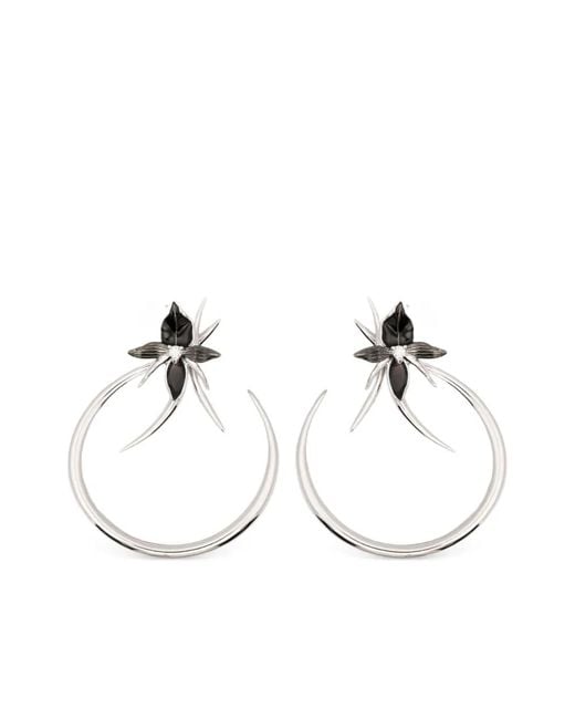 Shaun Leane White Orchid Diamond Hoop Earrings