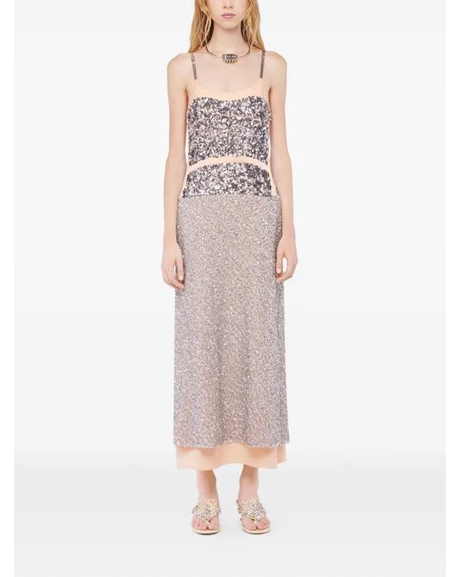 Rabanne Natural Sequin-Embellished Strap Dress