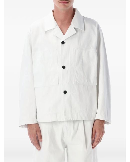Still By Hand White Patch-Pocket Button-Up Jacket for men