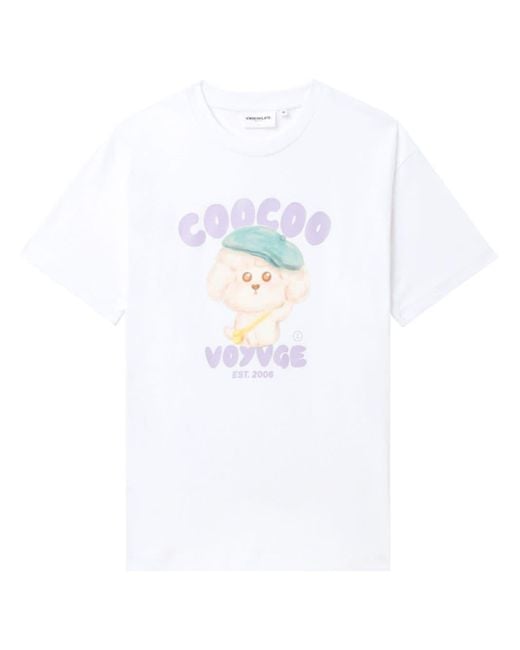 Chocoolate White Graphic-print Cotton T-shirt
