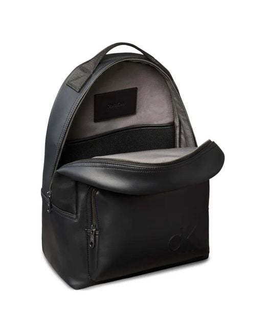 Calvin Klein Black Logo-Embossed Backpack for men
