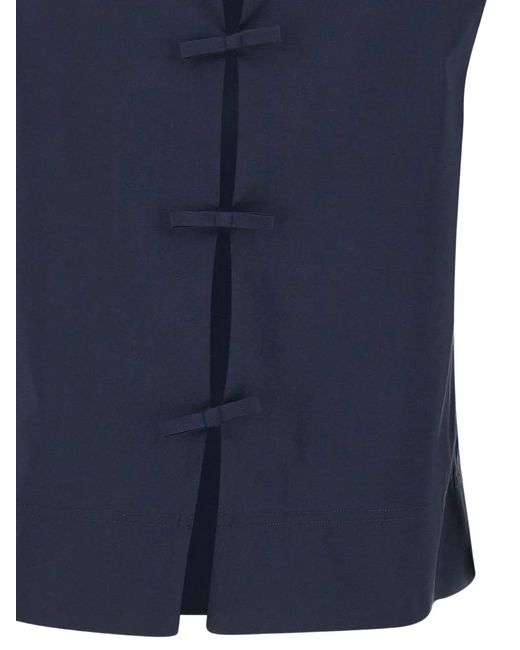 Herno Blue Boat Neck Bows Blouse