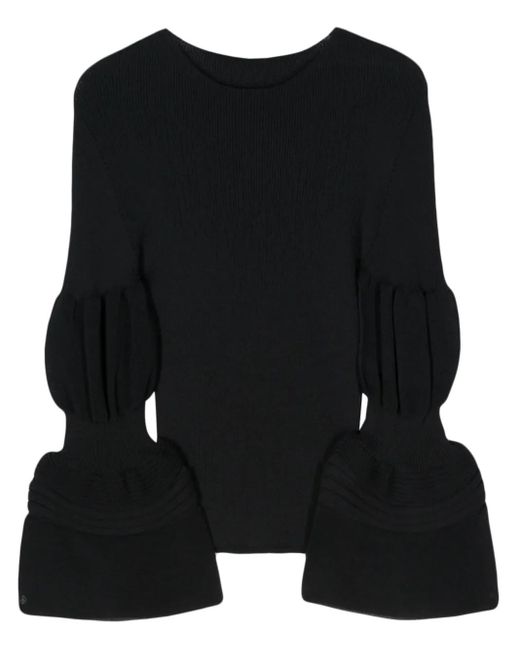 Issey Miyake Geribbelde Top in het Black