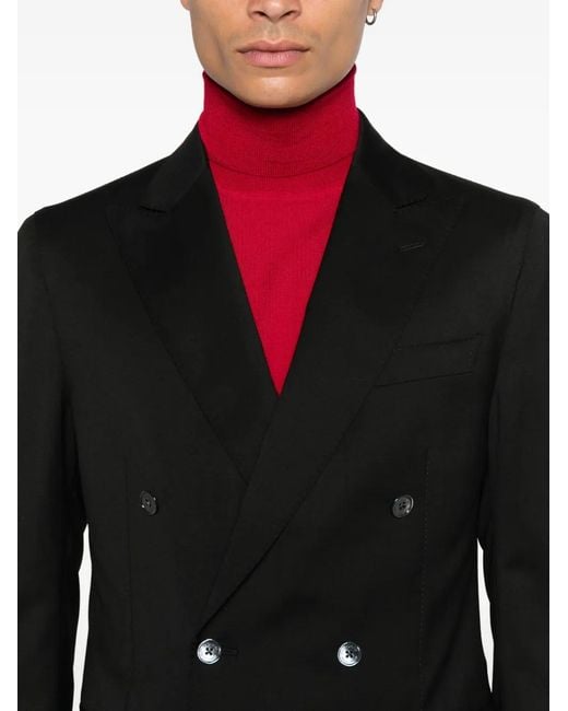 Bagnoli Sartoria Napoli Black Double-Breasted Suit for men